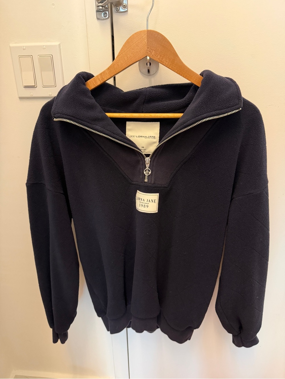 Lorna Jane Navy Zip-Front Fleece Pullover